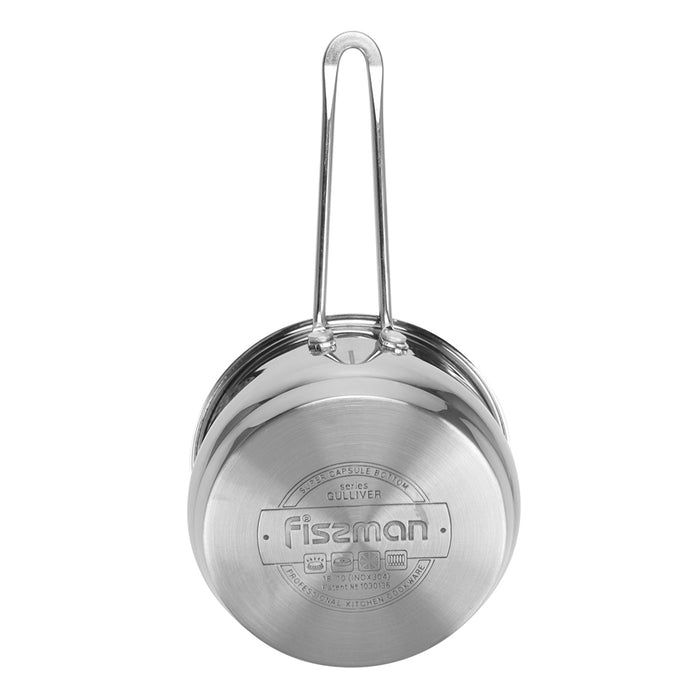 Saucepan with Glass Lid 1.1L, Stainless Steel Saucepan 14x7.5cm Gulliver Series