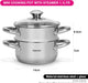 Mini Stainless Steel Cooking Pot Gulliver 14cm/1.1LTR With Steamer Insert 14cm With Glass Lid