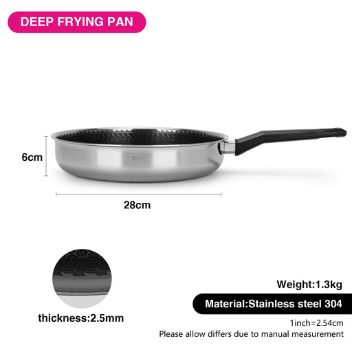 Deep Frying Pan Iron Chef 28x6cm With Non-Stick Coating (Stainless Steel)