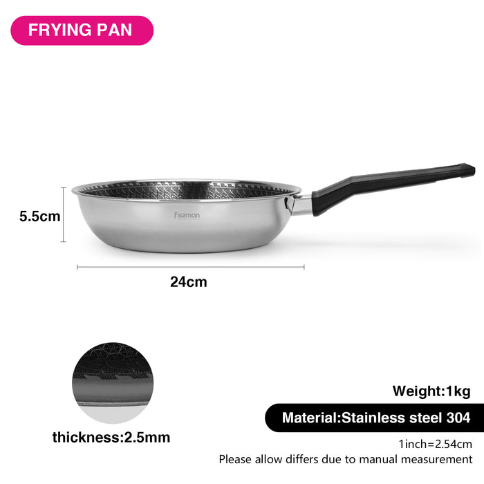 Frying Pan Iron Chef 24x5.5cm With Non-Stick Coating (Stainless Steel)