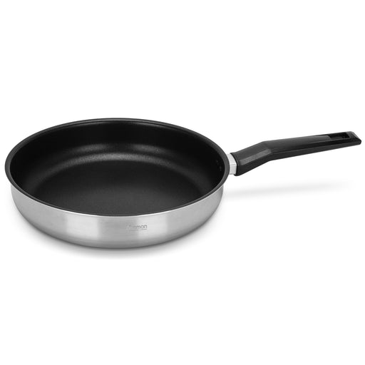 Deep Frying Pan Steel Pro 28x8 cm with Non-Stick Coating (Stainless Steel)