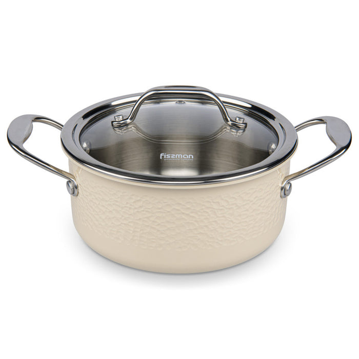 Saucepan With Lid Beige/Silver  Brigitte Series Stainless Steel 18х8.5cm