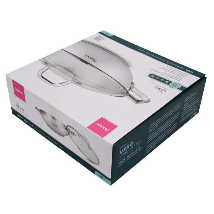 Wok Vero 32cm/5LTR With Glass Lid Stainless Steel