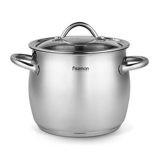 Stockpot With Glass Lid 18/10 (INOX304) Stainless Steel With Induction Bottom Silver 22x18.7cm/7.7Liters