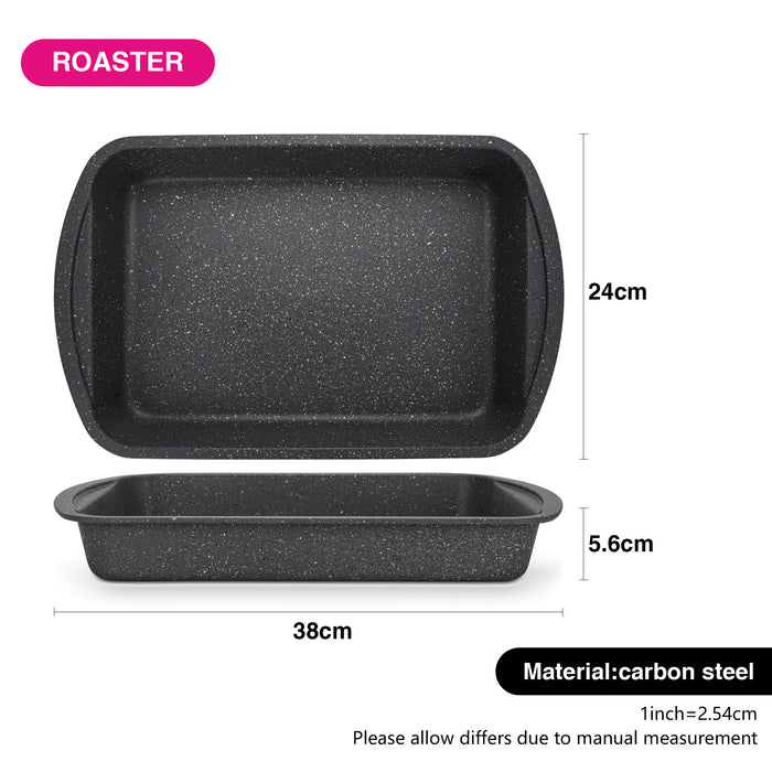 Roaster Pan 38cm, Carbon Steel Non Stick Coating 5.6cm Deep Roaster Pan