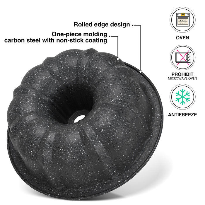 Bundt form Pan 25cm, Carbon Steel Granite Non Stick 8.0cm Deep Bundt form Pan