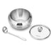 Sugar Bowl With Glass Lid And Spoon 460 ml (Stainless Steel)