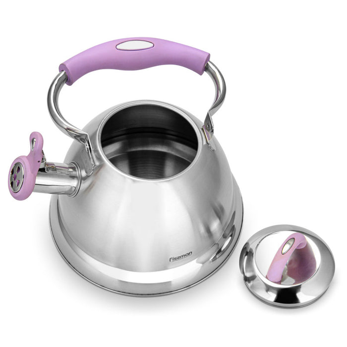 Bonnie Whistling Tea Kettle Silver/Purple 2.2LTR