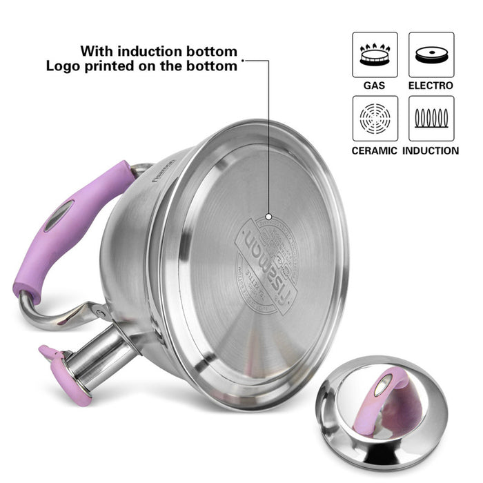 Bonnie Whistling Tea Kettle Silver/Purple 2.2LTR