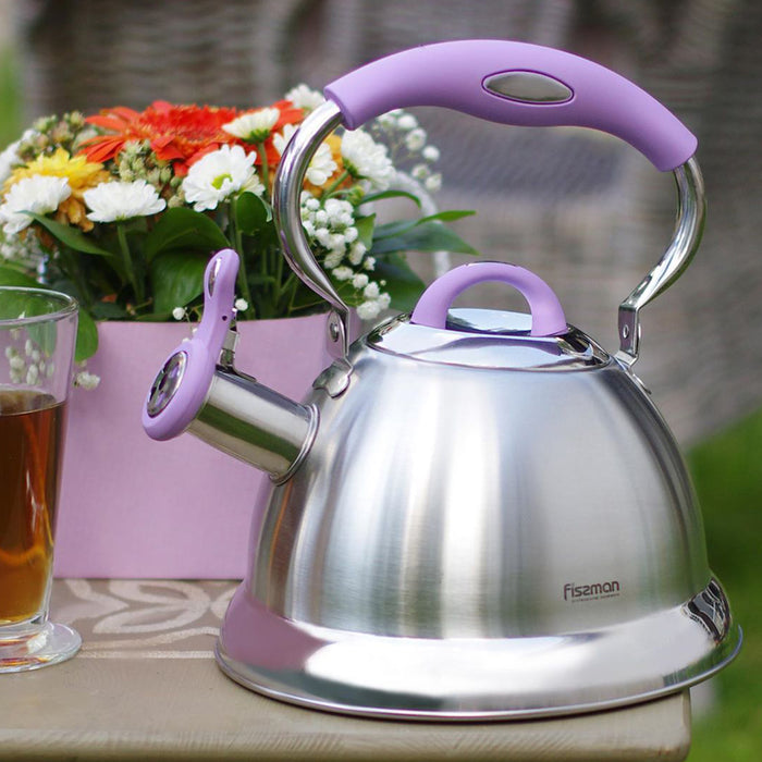 Bonnie Whistling Tea Kettle Silver/Purple 2.2LTR