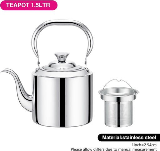 Tea Kettle Fonso With Steel Strainer 1.5LTR Stainless Steel