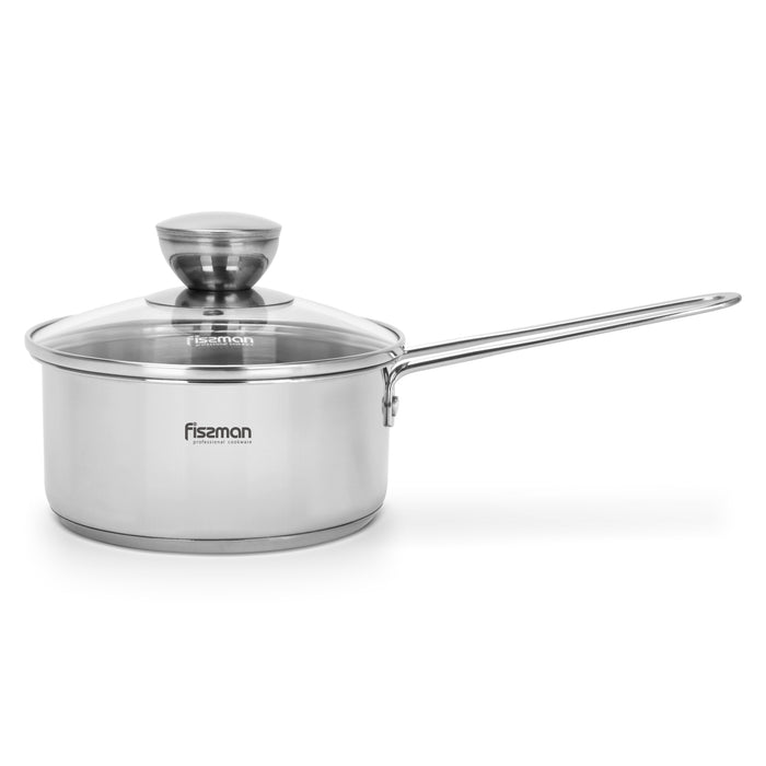 Saucepan 0.9L with Glass Lid, Stainless Steel Saucepan 14x6.5cm Mini Cook Series