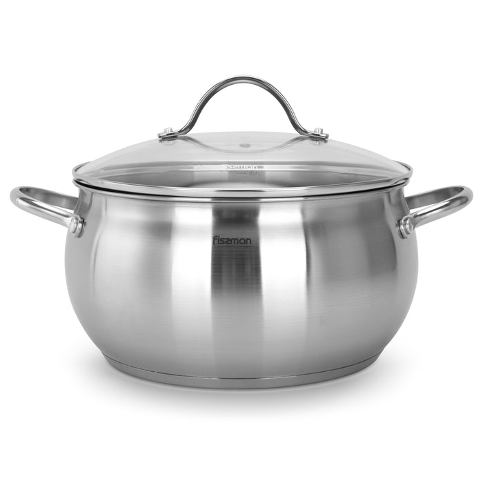 Stockpot with Glass Lid Martinez Series Satinless Steel Silver 24x13cm/5.9LTR