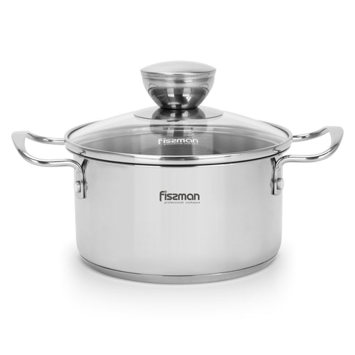 Cooking Pot 1.9L with Glass Lid, Stainless Steel Stockpot 14x12.5cm Mini Cook Series