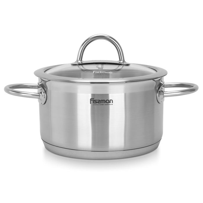 Casserole 18cm With Glass Lid Benjamin Series Stainless Steel