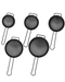 5-Piece Fine Mesh Black Strainer with Hanging Loop Set, 10cm, 12cm, 14cm, 16cm, and 18m