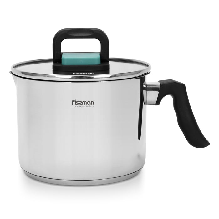 Milk Pot 16cm/2.5LTR With Glass Lid Stainless Steel