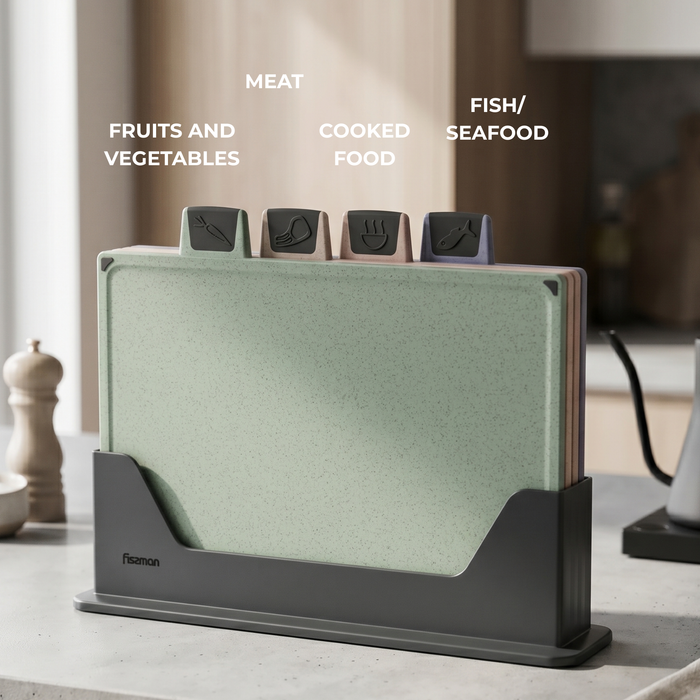 Fissman 4-Piece Cutting Board Set 30cm – Color-Coded with Unique Icons