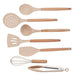 8-Piece Kitchen Tools Set, Silicone Cooking Utensils with Holder with Beech Wood Handle