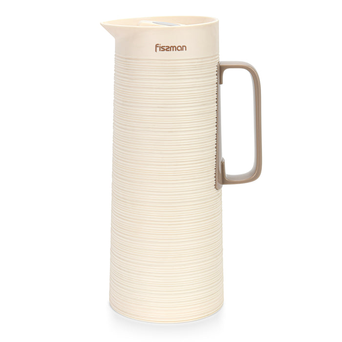 Vacuum Insulated Jug 1000mL, Insulated Flask, Modern Dallah, Plastic Body Case With  Glass Liner WHITE