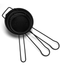 3-Piece Fine Mesh Black Strainer with Hanging Loop Set, 10cm, 12cm, and 14cm