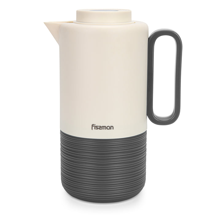 Vacuum Insulated Jug 1000mL, Insulated Flask, Modern Dallah, Plastic Body Case With  Glass Liner DARK GRAY