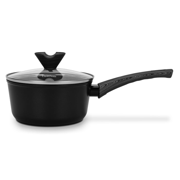 Sauce Pan Angela 16cm/1.39 LTR With Glass Lid Aluminium With Non-Stick Coating