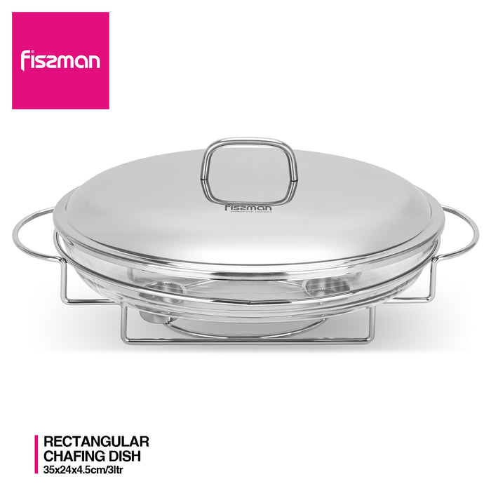 Oval Chafing Dish 42cm/3.0 LTR (Heat Resistant Glass)