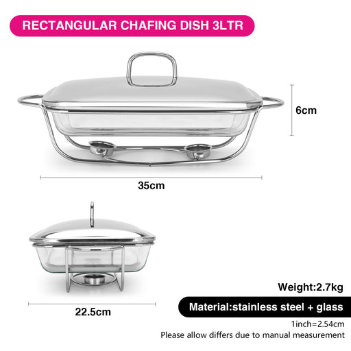 Rectangular Chafing Dish 39.5x24x6.5cm/4.0LTR Heat Resistant