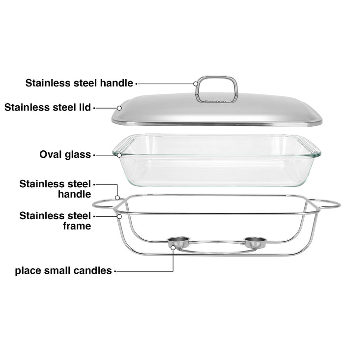 Rectangular Chafing Dish 39.5x24x6.5cm/4.0LTR Heat Resistant