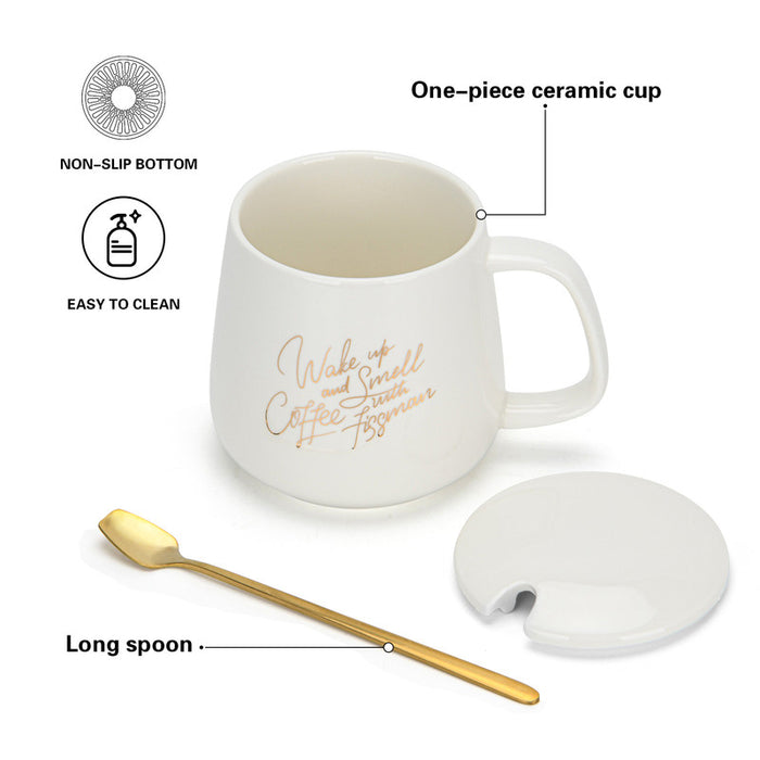 Gift Set Mug With Warmer And Spoon 350ml Ceramic White