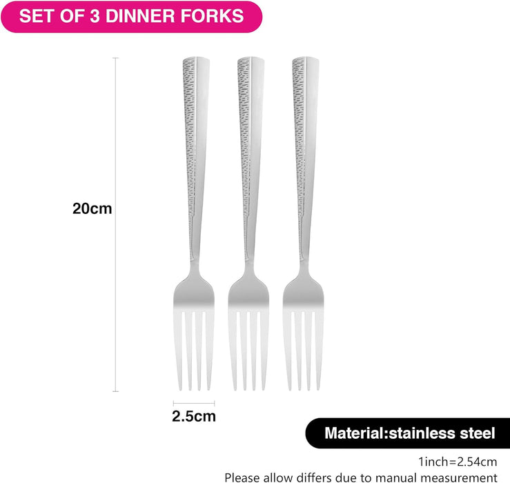 3-Piece Dinner Fork 20cm, Stainless Steel Cutlery Set Flor Series