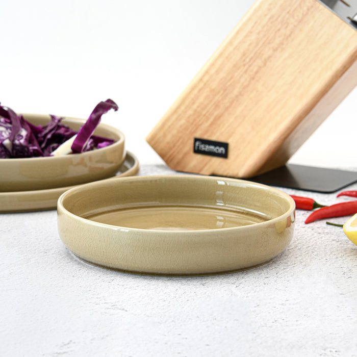 Ceramic Plate Beige Crackle 17.5cm