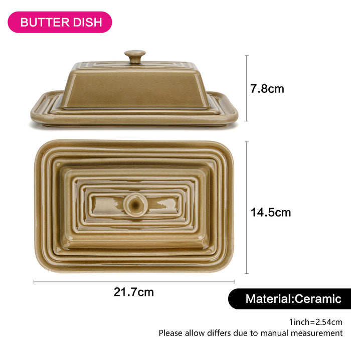 Butter Dish 21cm Crackle Ceramic Tableware Series