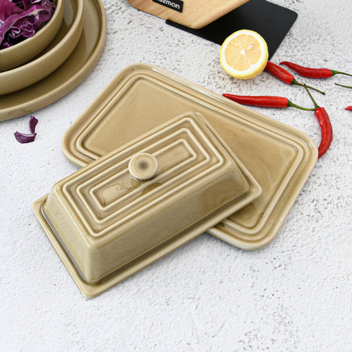 Butter Dish 21cm Crackle Ceramic Tableware Series