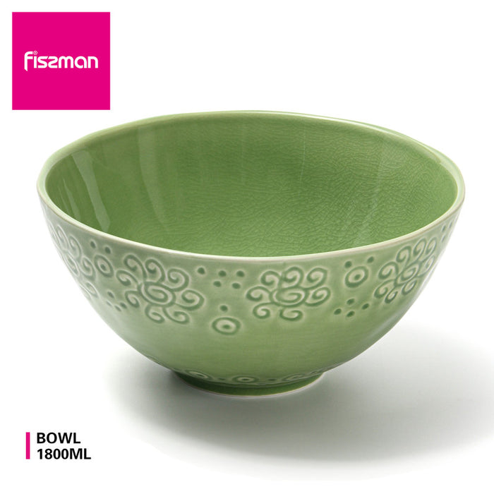 1800ml Bowl 21cm Green Crackle Ceramic Tableware Series