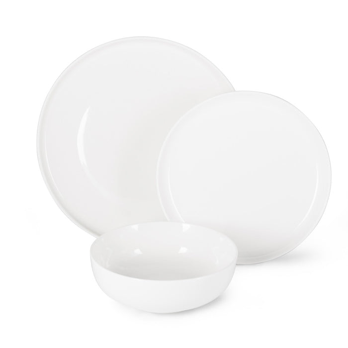 6-Piece Tableware Set Horeca Porcelain, 2 Dinner Plate, 2 Dessert Plate, And 2 Bowl, Milky White with Elegant Design, Simplicity and Minimalistic Style