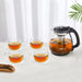 5-in-1 Teapot Set 2 Liter Teapot and 4-Piece Tea Cup 320mL ” Borosilicate Glass with Infuser