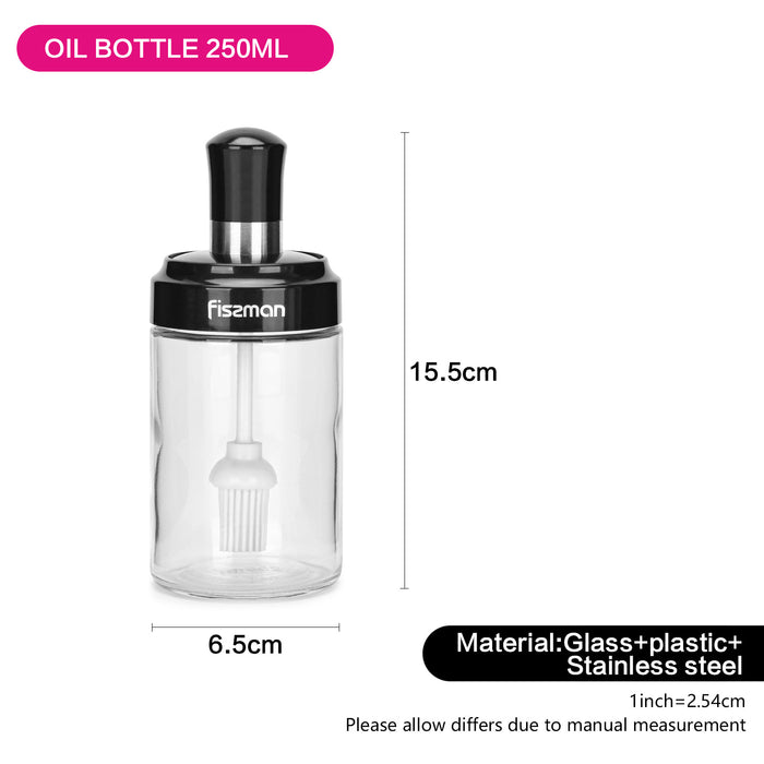 Oil Bottle with Silicone Brush Glass 250ml