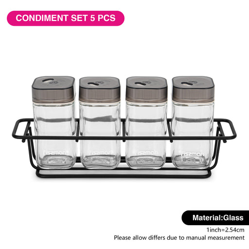 5-Piece Condiments Glass for Different Spices