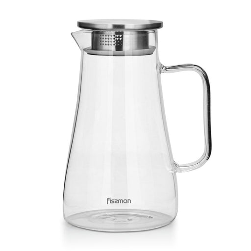 Pitcher Jug Borosilicate Glass Handle And Stainless Steel Lid 1200ml