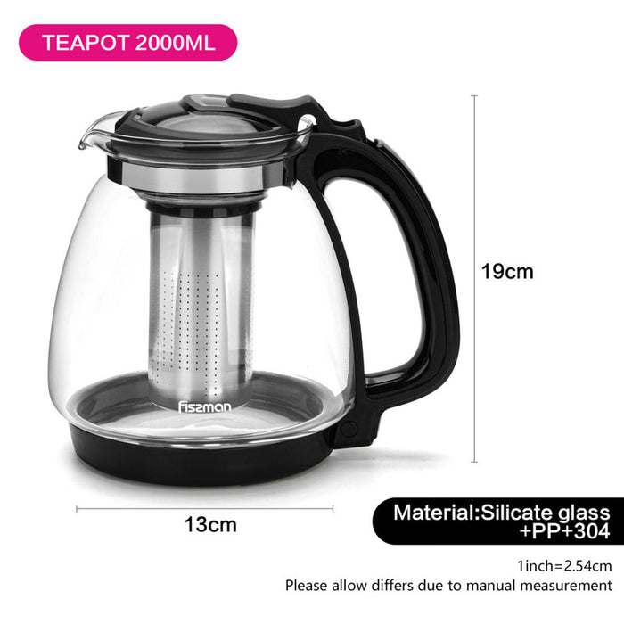 1350ml Tea Pot with Filter Borosilicate Glass