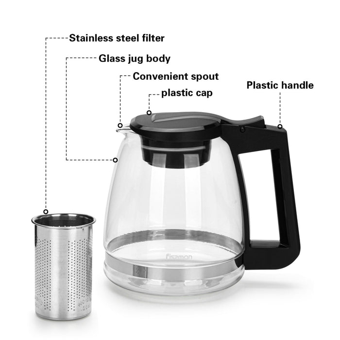 2000ml Tea Pot with Filter Borosilicate Glass