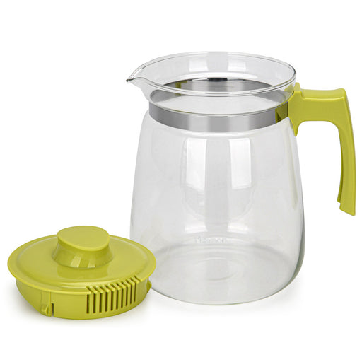 Glass Pitcher, Jug with Removable Lid And Convenient Plastic Handle Leakproof Green 1600ml