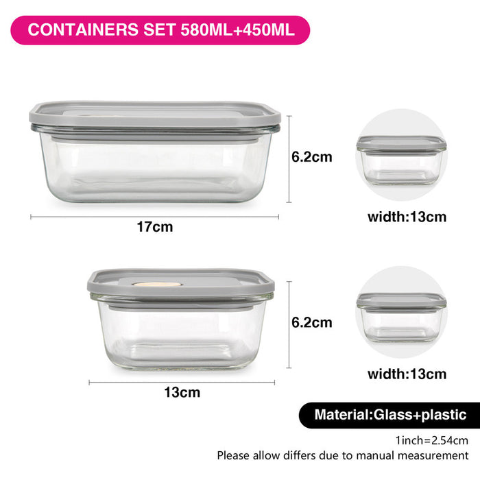 2-Piece Glass Container with Airtight Lid