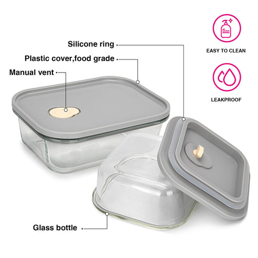 2-Piece Glass Container with Airtight Lid