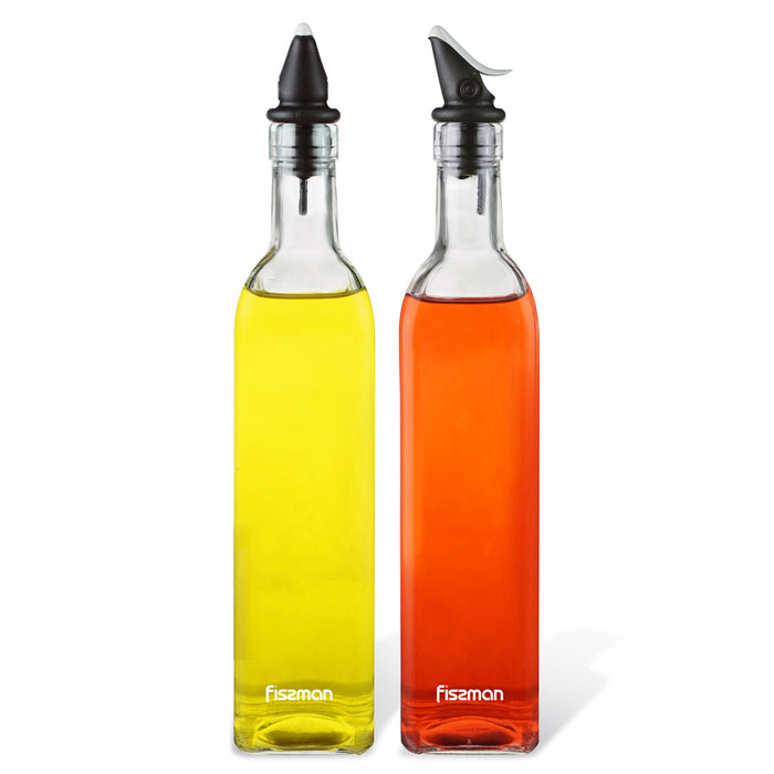 2-Piece Oil and Vinegar Glass Bottle Pouring Dispenser