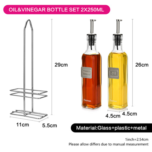 Oil and Vinegar Bottle Set 2x250 ml Glass