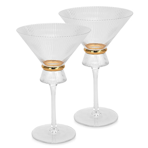 2-Piece Cocktail Glasses Set With Golden Ring Design 325ml Thalia Series