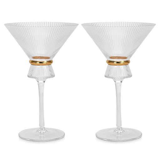 2-Piece Cocktail Glasses Set With Golden Ring Design 325ml Thalia Series